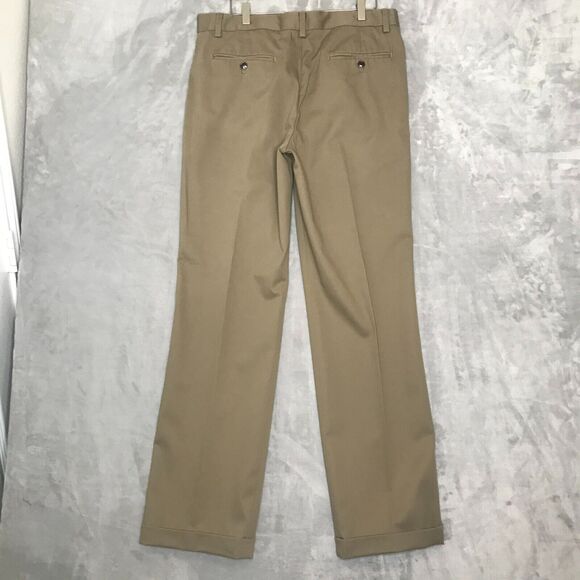 Eddie Bauer Wrinkle Resistant Classic Fit Pants Mens 34 Khaki Tan Cotton Pleated - Picture 2 of 9